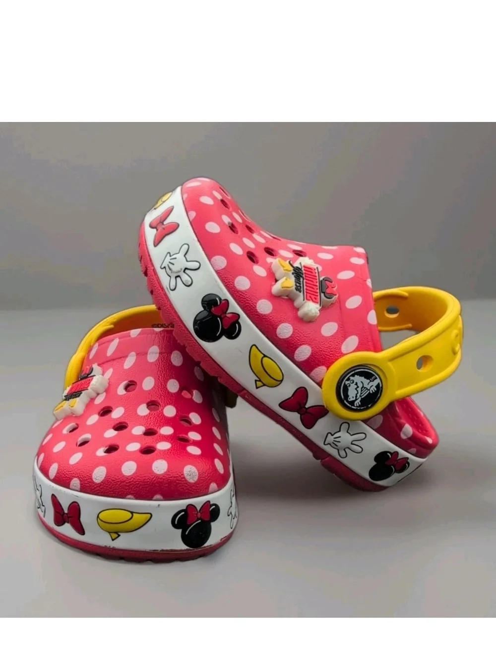 Minnie Mouse Crocs Toddler Size C5 Red White Polka Dots Slip Ons Classic Clogs